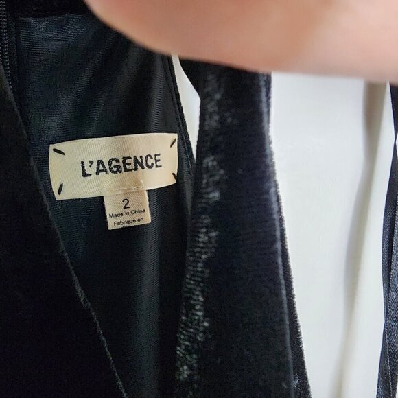 NWT L'AGENCE Halter Neck Velvet Bodycon Mini Dress Black Size 2 - Picture 11 of 13